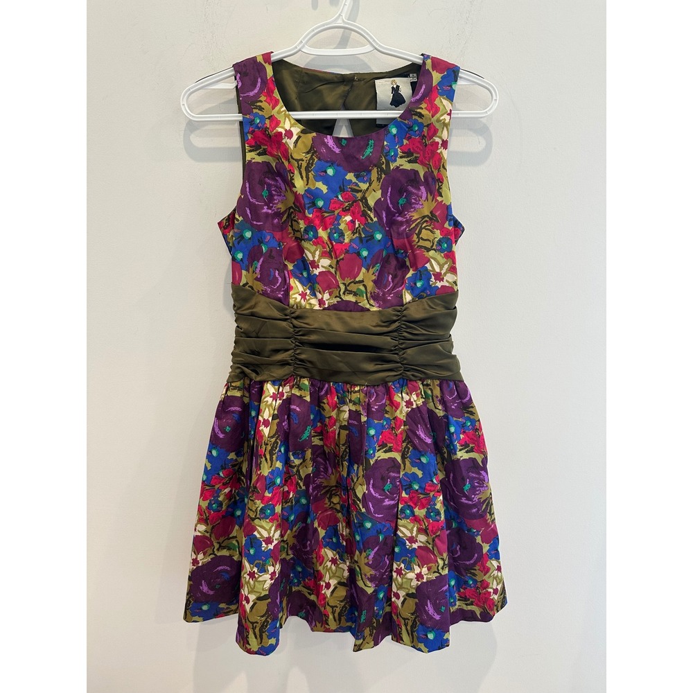 Twelve by Twelve LA Archive Floral Ruched Waist Cutout Back Mini Dress Small